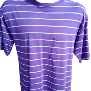 Vintage Men's Medium T-shirt Single Stitch Cross Creek Purple Striped Grunge 90s
